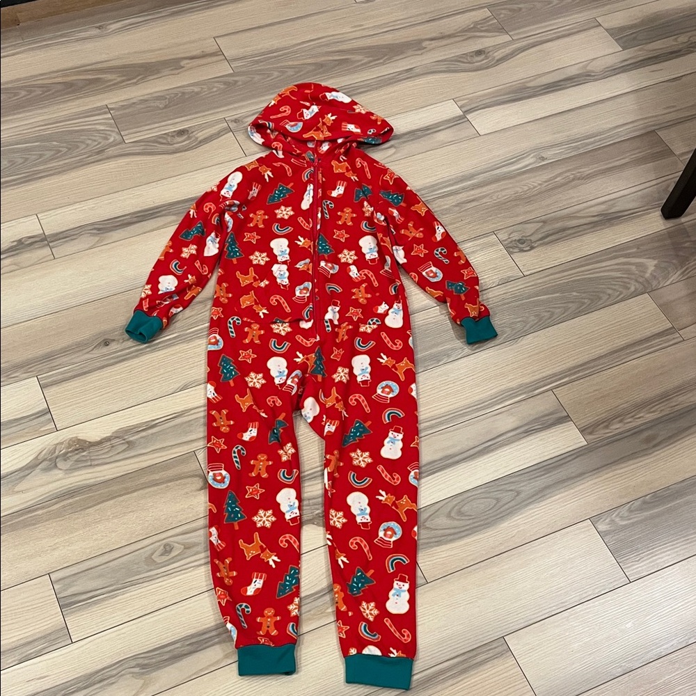 Cat & Jack Red Holiday Print Kids Footie